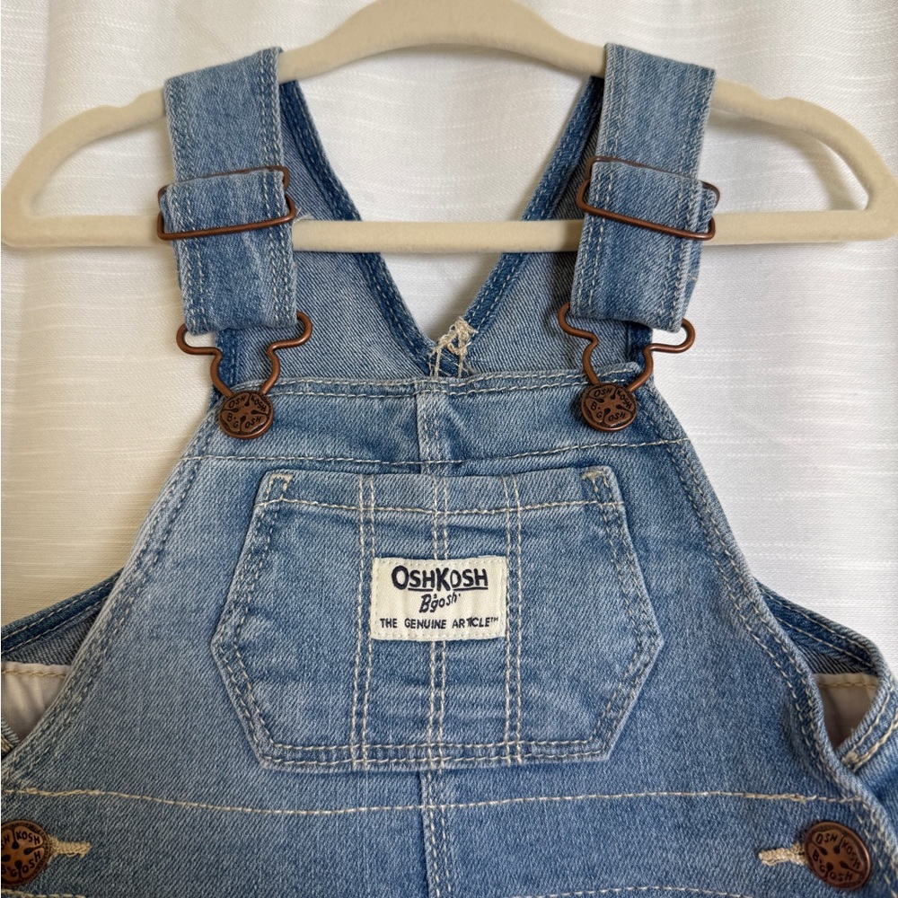 OshKosh Baby Girl Denim Overall Dress Pink Floral Skirt | NWT Size 9M - Picture 7 of 11